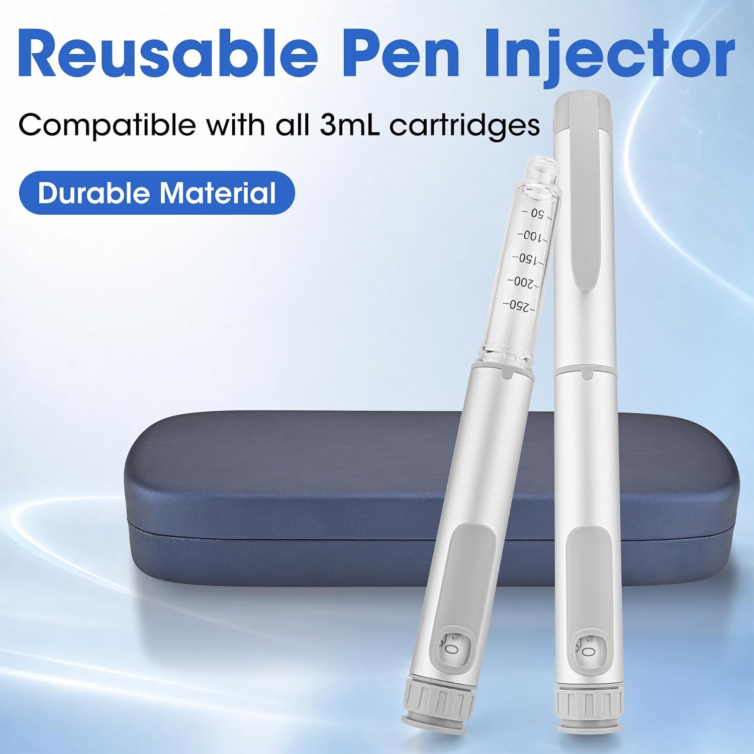 80 Unit Reusable Peptide Pen Injector, Metal V1 Injection Pen, Silver