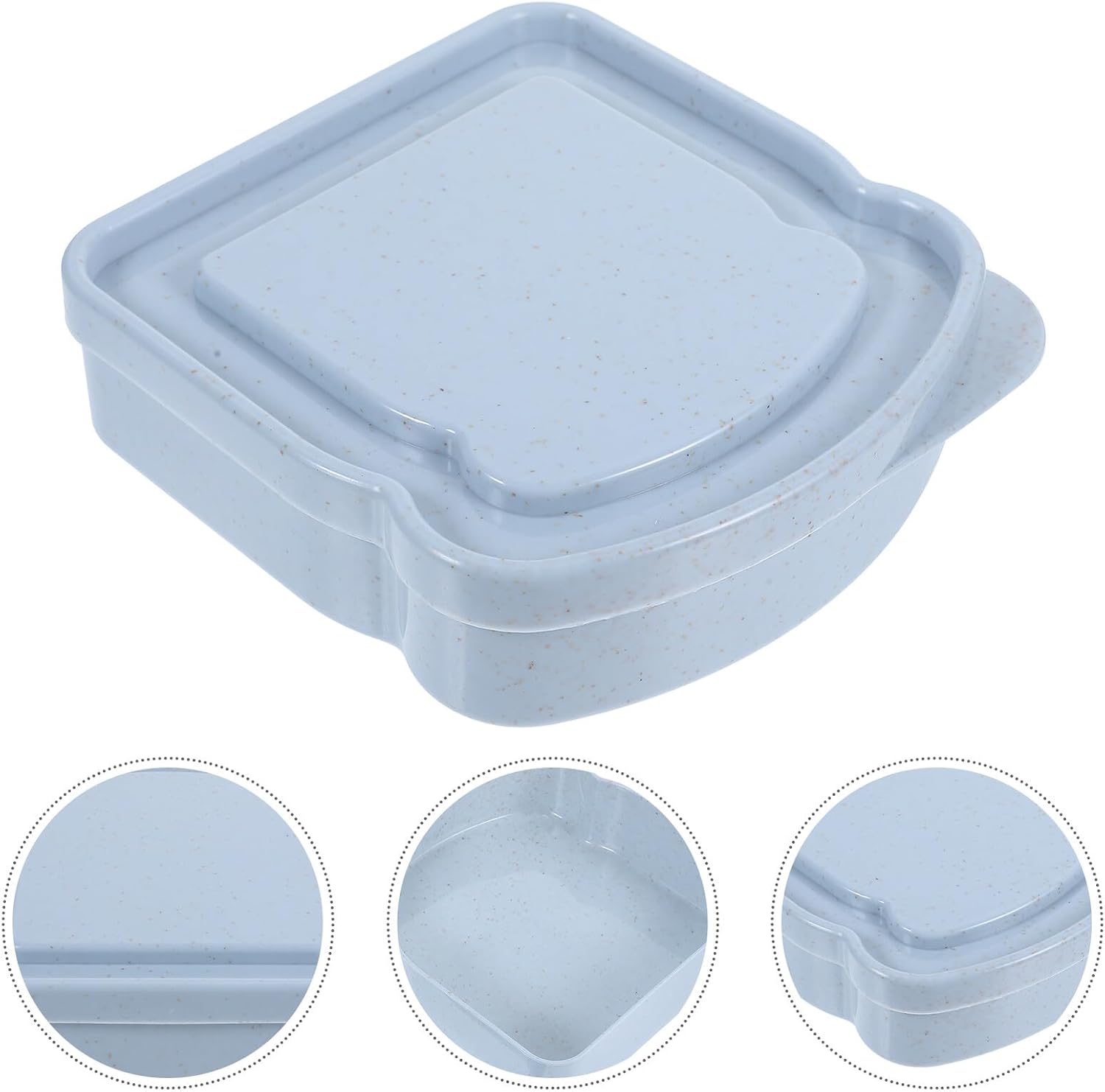 TIDTALEO Sandwich Storage Box Bread Container Portable Blue Toast Holder Food Container with Lid for Lunch and Refrigerator Fresh-keeping