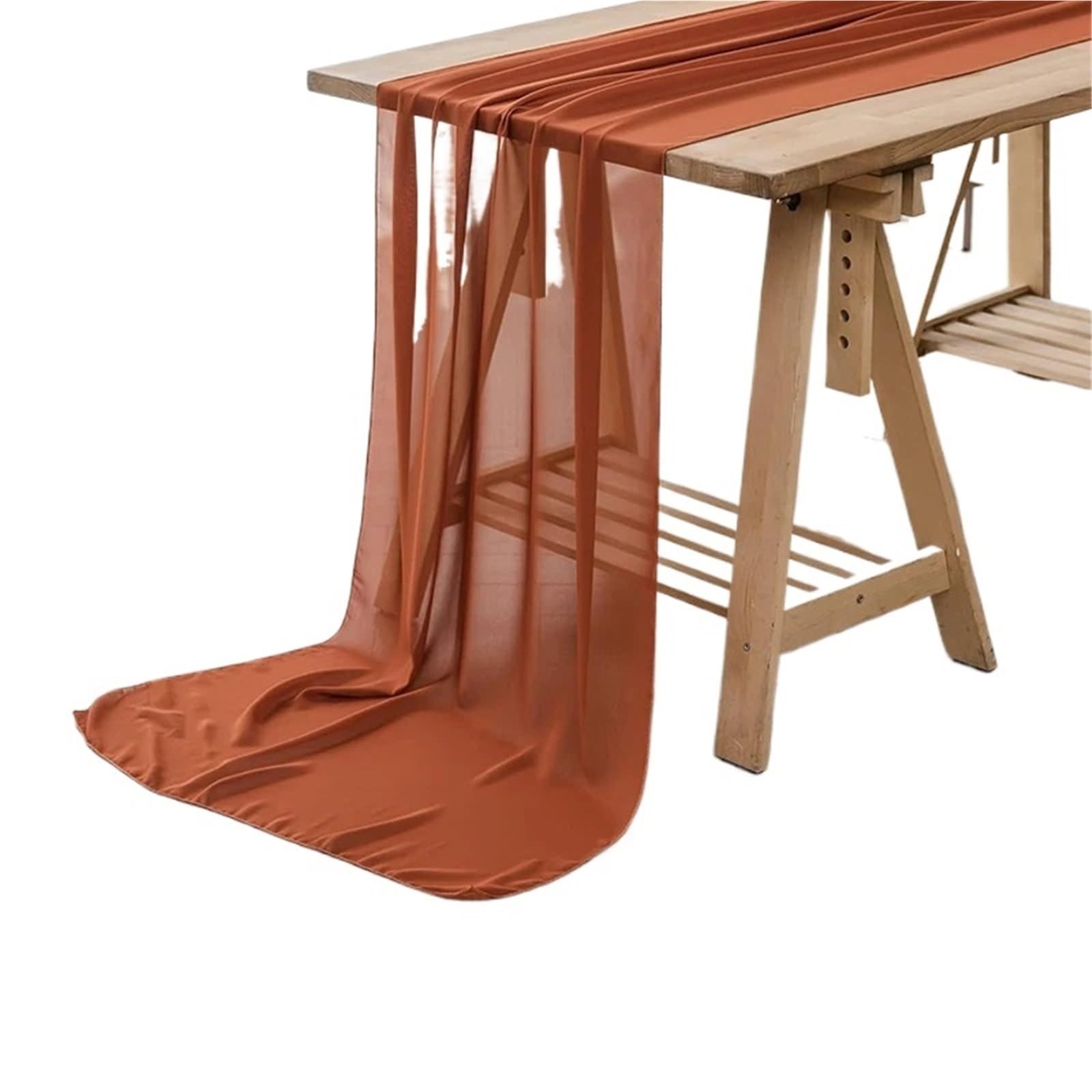 Käsetuch Tischläufer White Chiffon Table Runner Wedding Decoration Birthday Party Christmas Thanksgiving Halloween Events(Rust,70x1000cm)