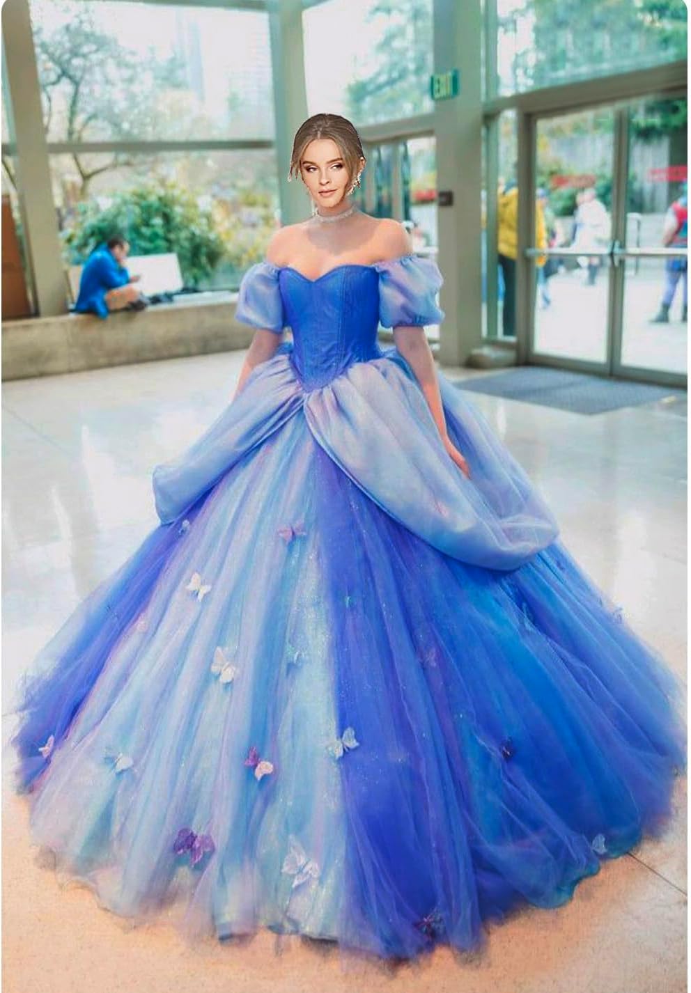 Women's Off Shoulder Quinceanera Dress Costume Princess Prom Gown Tulle Long Formal Wedding Evening Party Dresses
