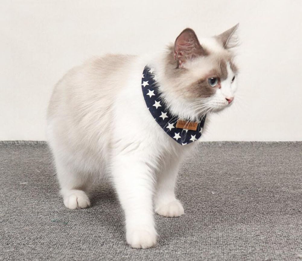 Bandana di Gatto con Motivo di Stelle Sciarpa Triangolare del Cucciolo Collare Regolabile Bavaglino per Cani di Piccola e Gatti