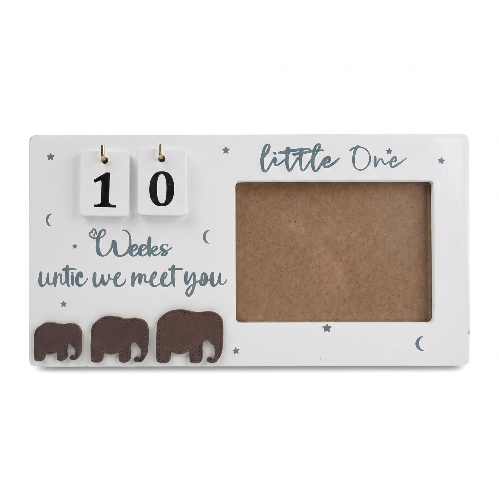 Kemay Baby Scan Photo Frame with Countdown Weeks - Wooden Ultrasound Picture Frame for Pregnancy Announcement Gifts - Mum to be Gifts, Baby Shower Decor, Sonogram Keepsake with Elephant Charm