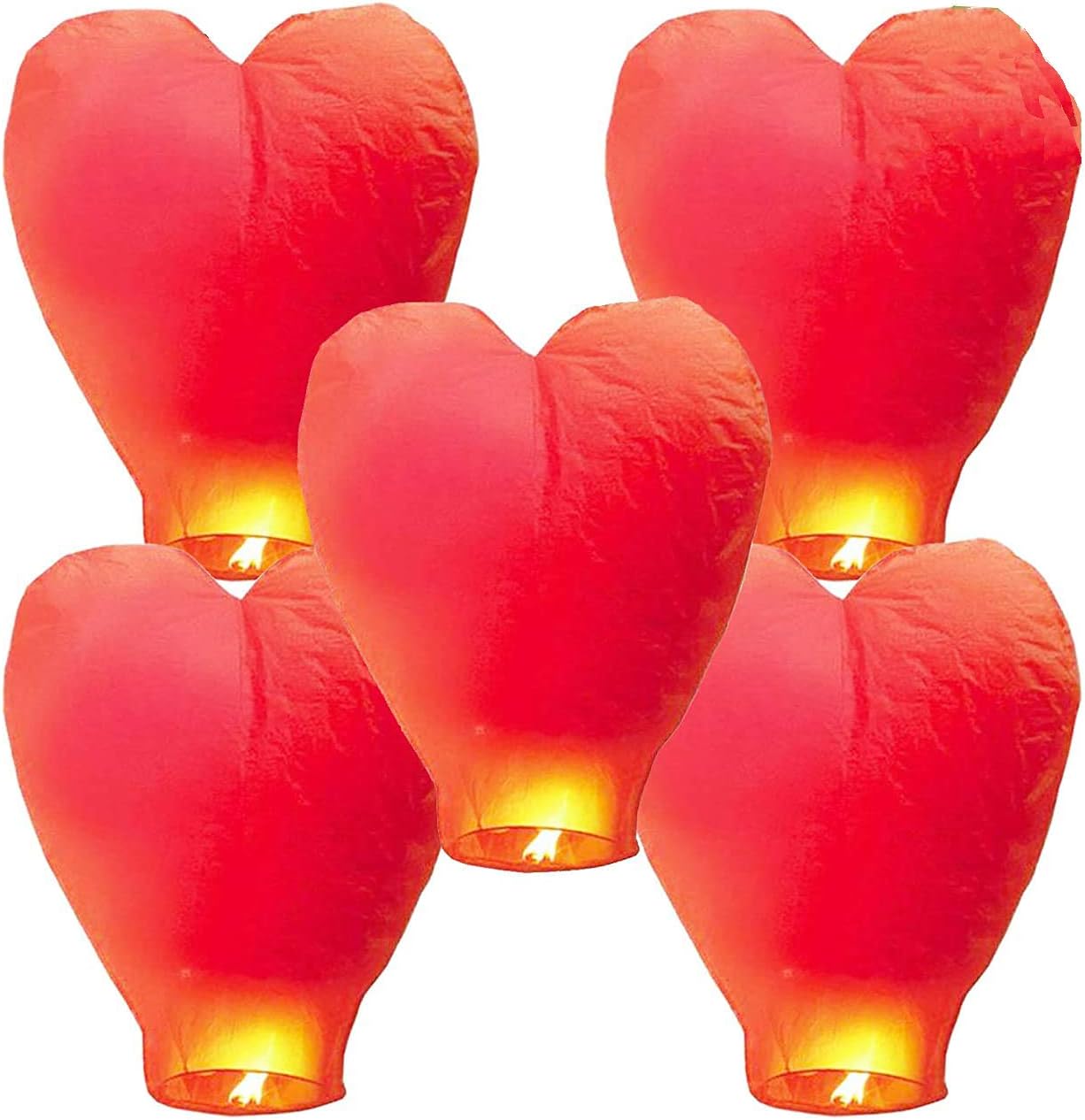 LABOTA 5 Pack Chinese Sky Lanterns - Eco Friendly, 100% Biodegradable Wire-Free Fire Resistant Paper Lantern to Release in Sky,Weddings & Parties & Festivals (Set of 5,Red)