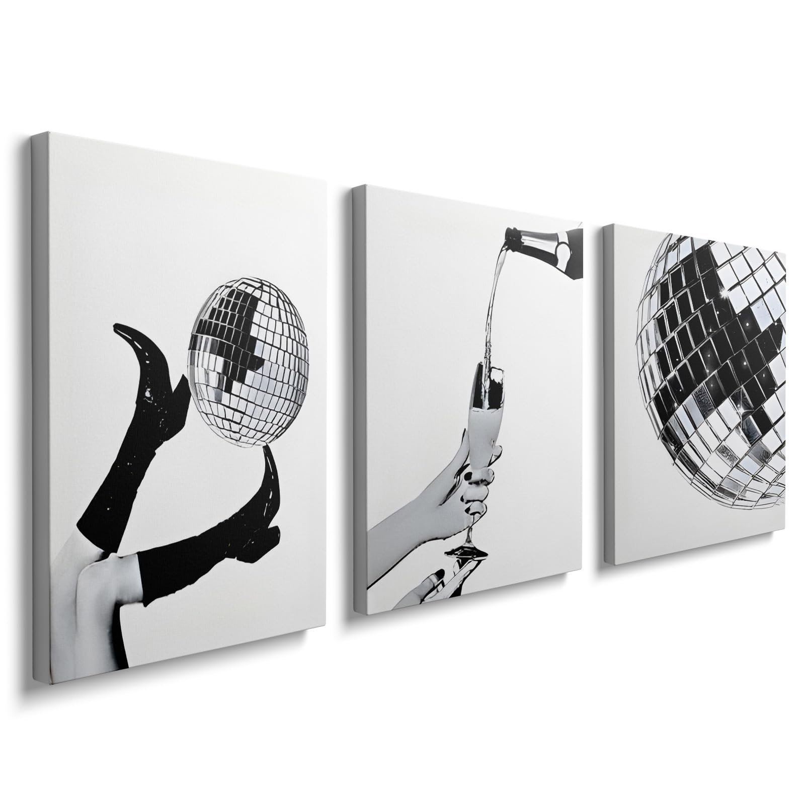 Black and White Prints House Decor - Wall Art Set of 3 Canvas Wall Art Decor Artwork YH1008, H0108, 16 x 12 inch - 40 x 30 cm