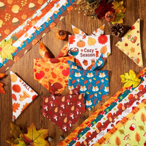 Image of Abbylike 50 Pcs Fall Dog Bandanas Bulk Autumn Leaf Pumpkin Acorn Mushroom