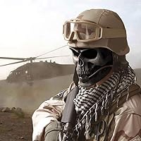 Vista 6 de Máscara de calavera espeluznante con lente polarizada para Airsoft, Paintball, Motor Racing