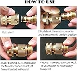 Garden Hose Quick Connect,3/4 inch Brass Female Thread Tap Connector Male Quick Connector Adapter Hose Connectors Hose Fittings for Car Wash Guns Garden Irrigation Systems - Image 5