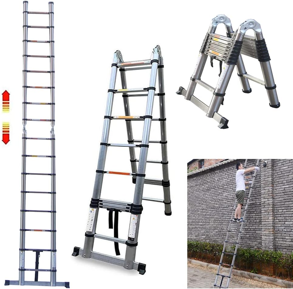 EN131 Telescoping Ladder MultiPurpose Stainless Steel 2.5M+2.5M A