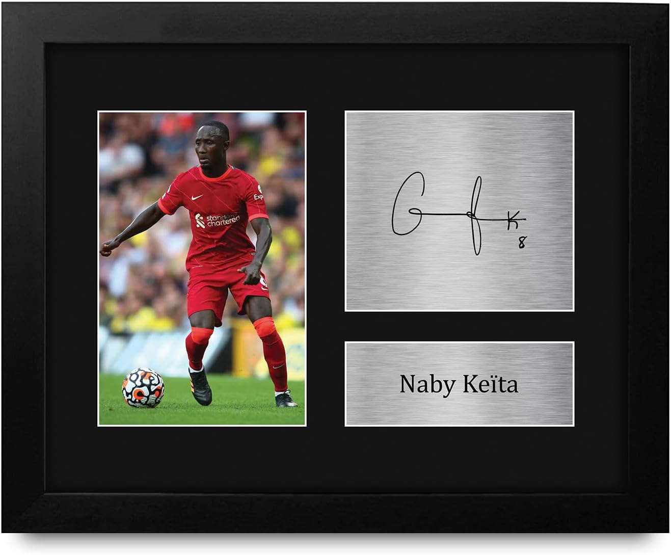 HWC Trading Naby Keita Liverpool Framed Gifts Printed Signed Autograph Picture for Football Fans and Supporters - US Letter Size