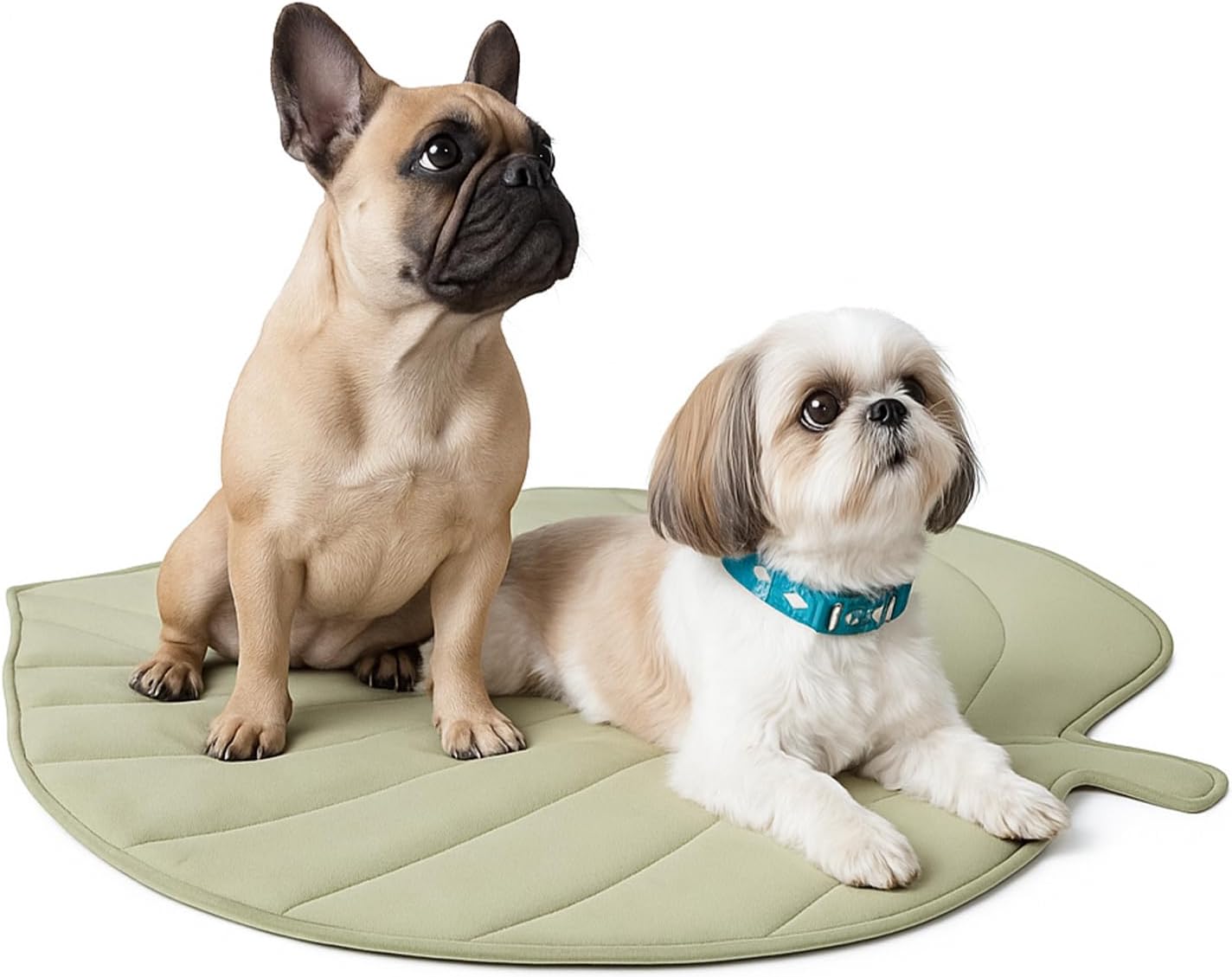 Dog Cooling Mat - Large Leaf Shaped, Washable, Non-Slip, Summer Pad for Dogs and Cats, Durable Cotton, Lightweight Green 37.0"L x 34.0"W x 0.4"Th