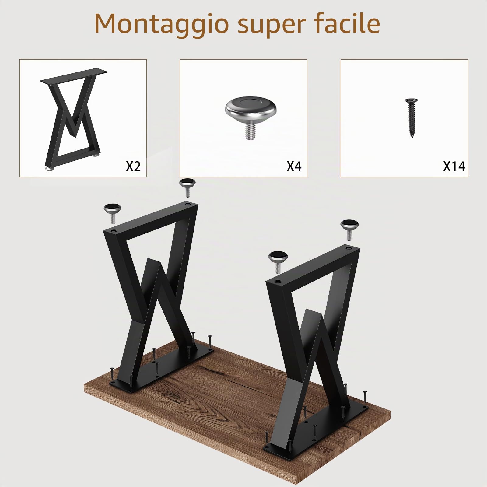 OUTBROS Gambe per Tavolo, 2 Pezzi Struttura Tavolo, Industriale DIY per Tavoli da Caffè, Tavoli Soggiorno, Mobili, Gambe in Metallo per Piano di Lavoro, L30 cm X H41.5 cm, V Forma