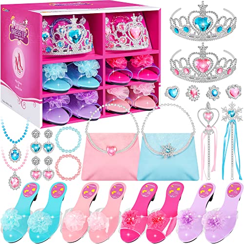 Princess Dress Up Shoes Set Girls Role Play Shoes Pretend Jewelry Toys