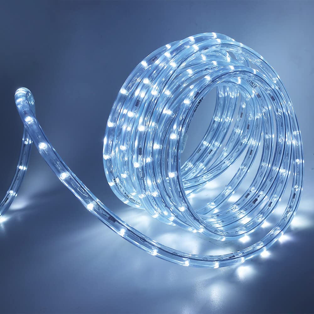 4M LED Lichtschlauch Außen, 36 LEDs/m 220V Indoor Kaltweiß LED Schlauch Leuchtstoffröhre, Manueller 8-Funktions-Modus Outdoor LED Lichter Wasserdicht Lichterschlauch für Weihnachten Partydeko