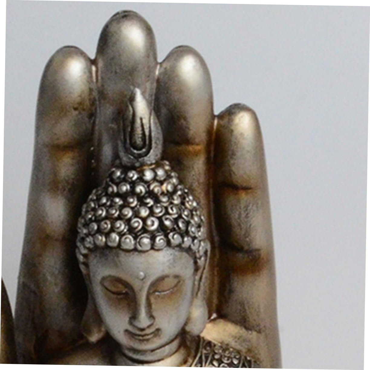 Adorno de Figura de Buda de Resina Plata para Hogar y Oficina