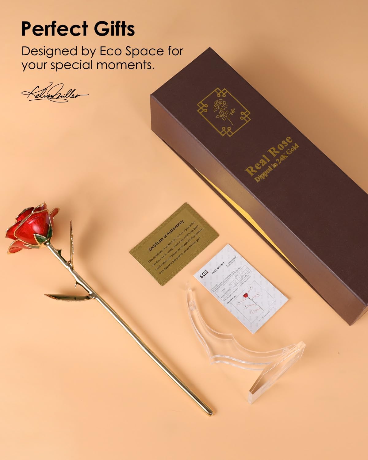 Gold Dipped Rose - Hand-Dipped Real 24K Gold Rose - Genuine One of a Kind - Eternal Romantic Present for Her - Perfect for Valentines, Mother's Day, Anniversary, Birthday (Red) - Image 7