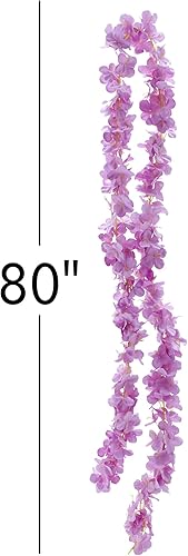 Miniatura 2 de Simply Elegant - Guirnalda de plumeria artificial de 80 pulgadas (lavanda) larga para decoración floral para colgar con flores de tela de 2