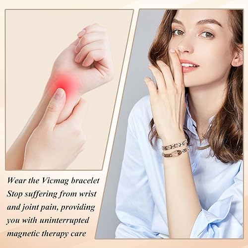 Miniatura 6 de Vicmag Copper Magnetic Bracelet for Women Magnets Brazaletes 99.9% Solid Pure Copper Jewelry Valentine's Day Gift for Her (Adjustable Size with Gift