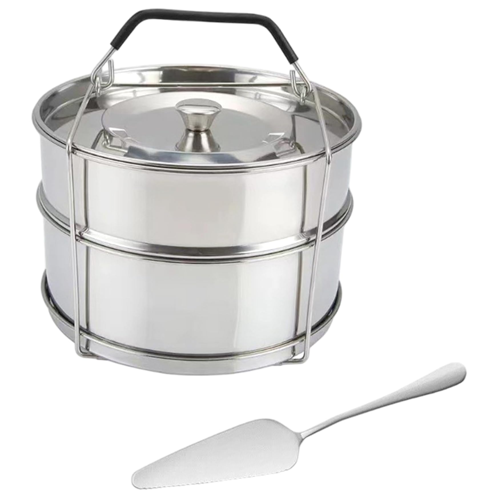 Monwssoe Steamers, Steam Basket for Pressure Cooker, 2-Tier Stackable Stainless Steel Steaming Basket Insert for Pots, Dishwasher Safe with Cake Spatula
