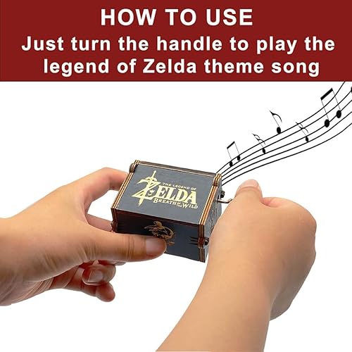 Miniatura 5 de Zelda - Caja de música de madera manivela de madera caja musical con temática de leyenda de Zelda regalo antiguo para bodas San Valentín Navidad