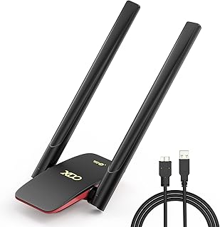USB WiFi 6 Adapter for PC, WiFi Dongle Wireless Network Adapter with High Gain 5dBi Antenna for Desktop/Laptop, Dual Band 2.42G/5.8GHz MU-MIMO, ONLY Support Windows 11/10 (Black1)