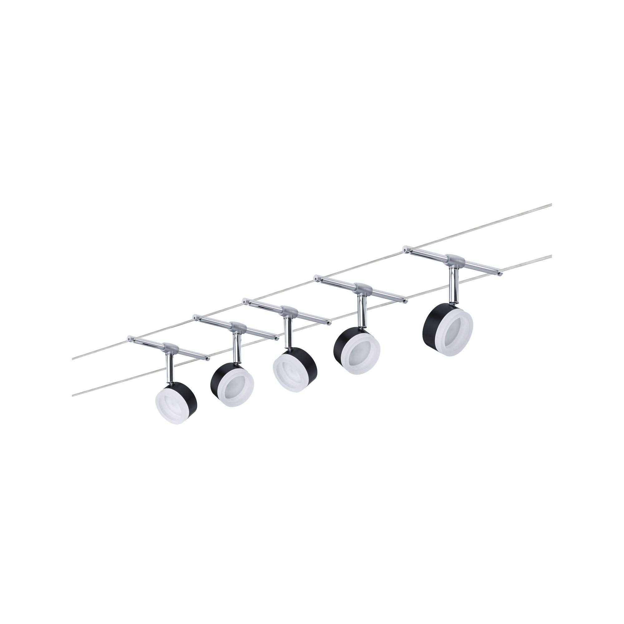 Paulmann 94457 Kit d'éclairage LED ClearLED DC avec 5 x 4 W extensibles Noir en métal chromé 2700 K