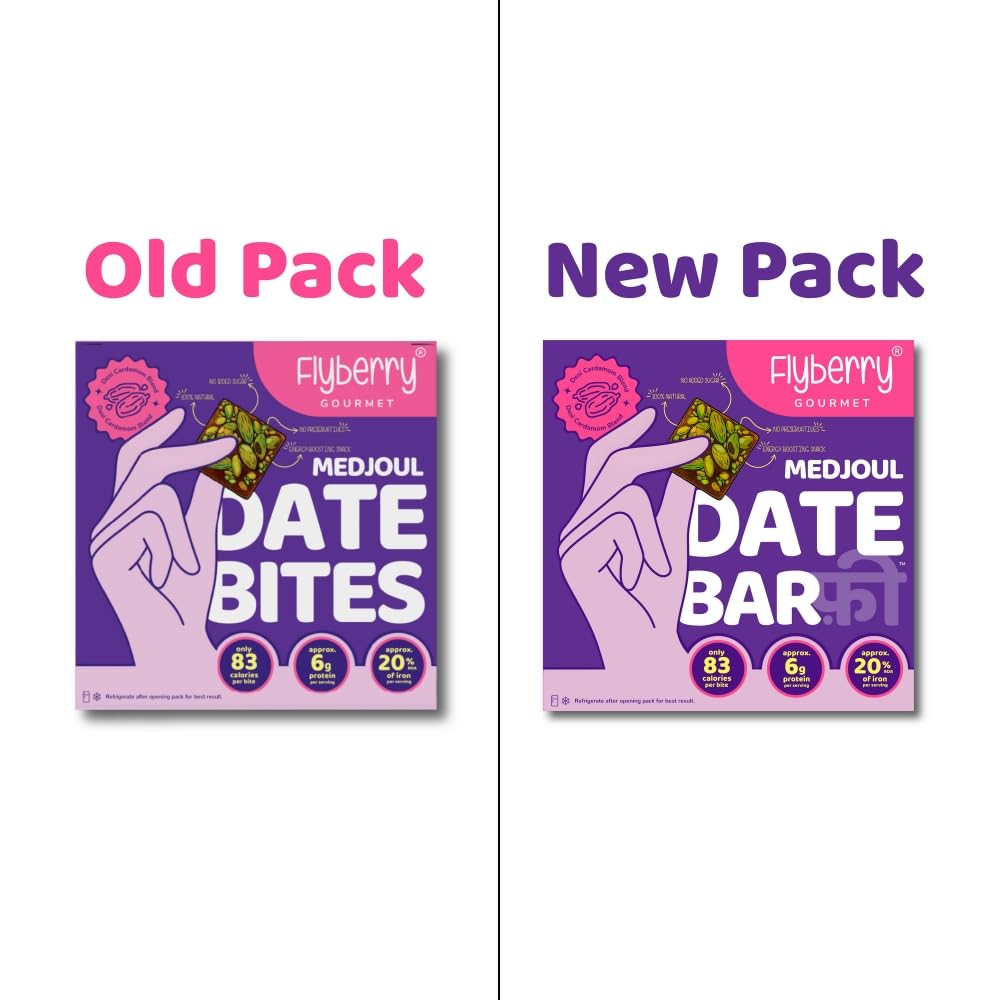 Flyberry Gourmet Medjool Date and Dry Fruit Bites 160 gm I Date Barfi Made with Dates, Cashews, Almonds, Pista, Pumpkin Seeds, Oats, Jowar and Pure Ghee I Dry Fruits Nuts, Natural Energy Snacks, Healthy Snacks Sweets | No Added Sugar | 6g Protein per serving