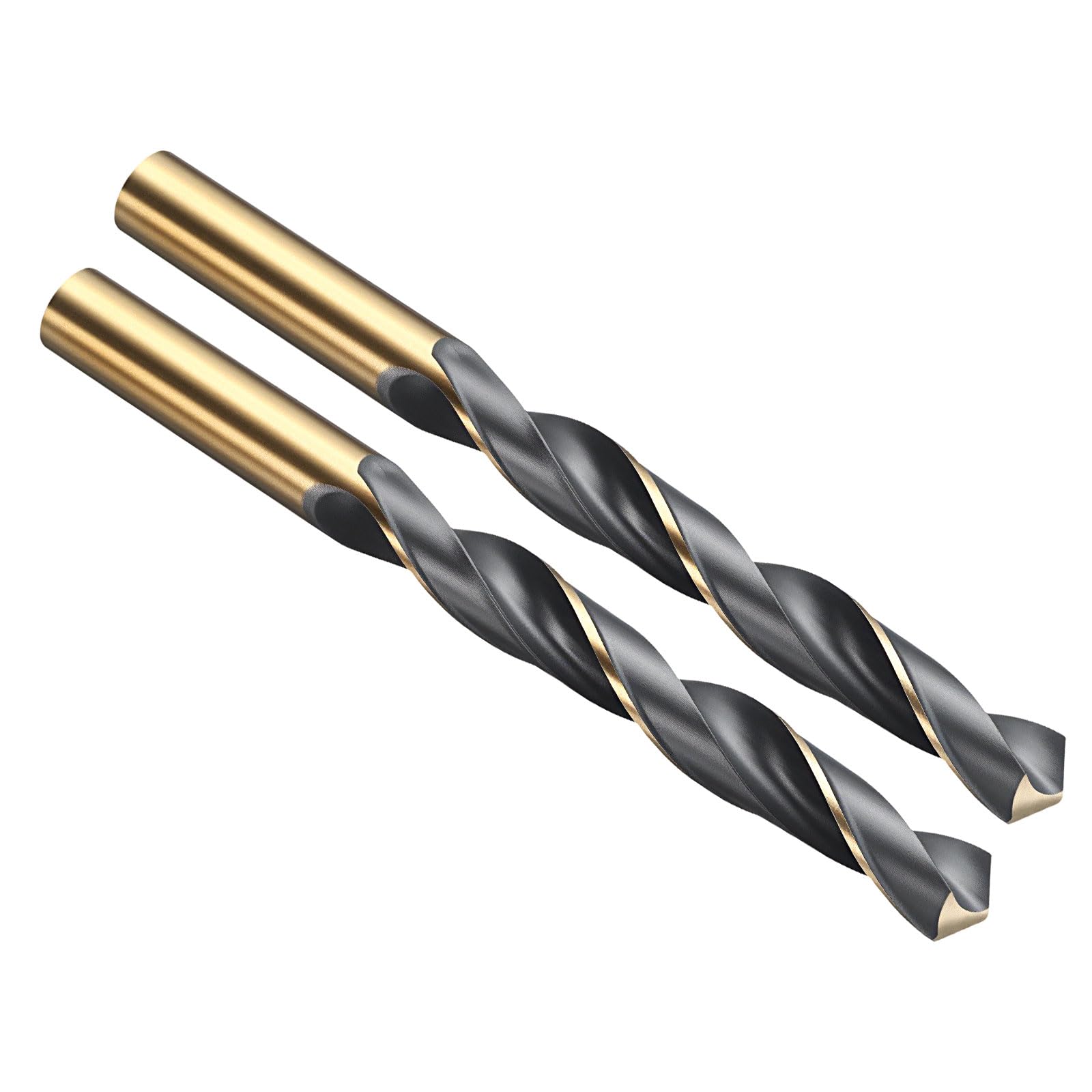 PATIKIL 12.5mm Drill Bit, Jobber Straight Shank 4341 High-Speed Steel 118ยฐ Black and Gold Finish for Medium-hard Metal Steel Acrylic - 2 Pack
