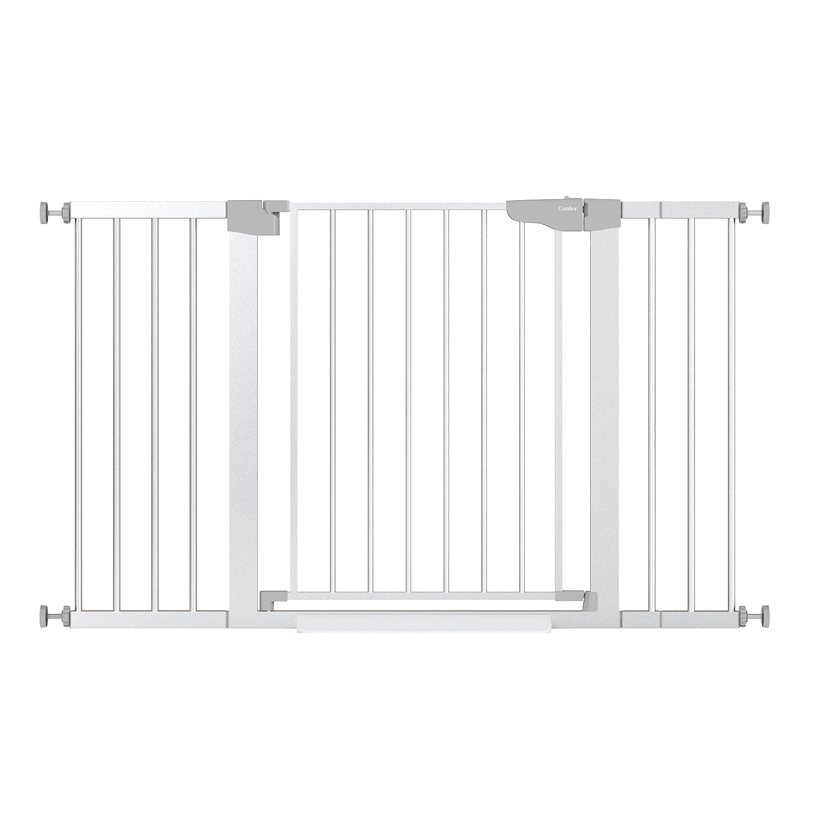 Cumbor 29.7-51.5" Baby Gate Extra Wide, Safety Dog Gate for Stairs, Easy Walk Thru Auto Close Pet Gates for The House, Doorways, Child Gate Includes 4 Wall Cups,Silver, Mom's Choice Awards Winner
