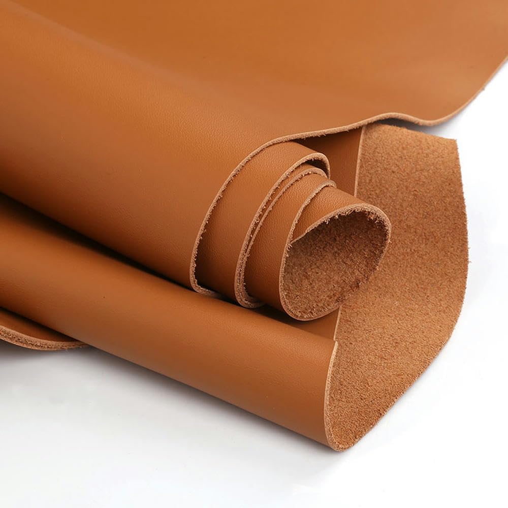 Skóra licowa do rzeźbienia, Prawdziwy materiał rzemieślniczy ze skóry bydlęcej 1 mm khaki, wiele rozmiarów(50x100cm)