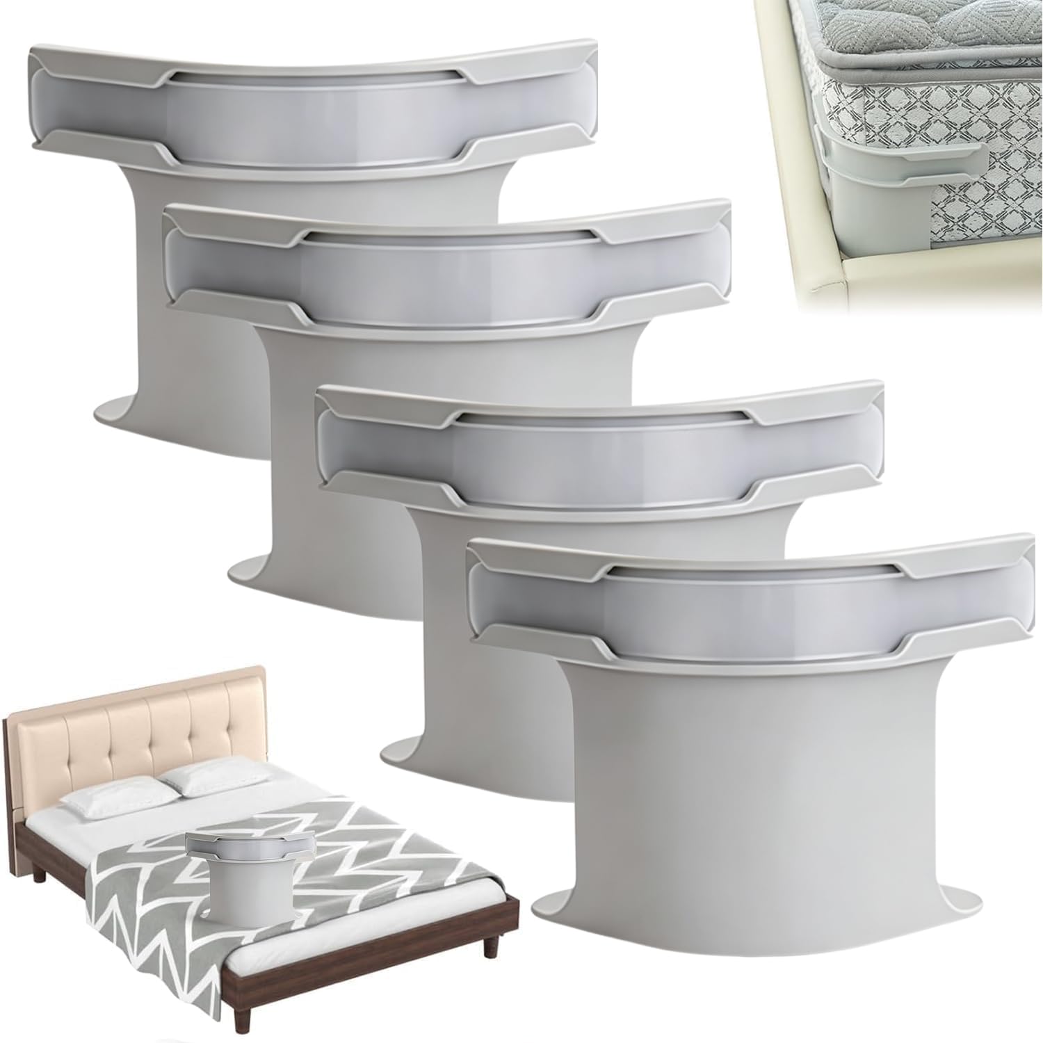 XUDUOO 4PCS Bed Sheet Holder with Lock Strips, Heavy Duty Lock Bed Sheet Holders for Bedding, Non-Slip Removable Fitted Sheet Corner Holders for Mattress Protectors, Bedding, Blankets, Grey