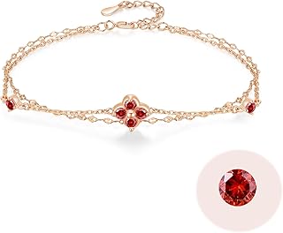 ガーネット ブレスレット レディース 1月誕生石 シトリン 四つ葉のクローバー 【幸運の花】シルバー925 金属アレルギー対応 ブレスレット 真珠 シンプル アクセサリー 妻 彼女 誕生日 成人式プレゼント 20代 30代 40代