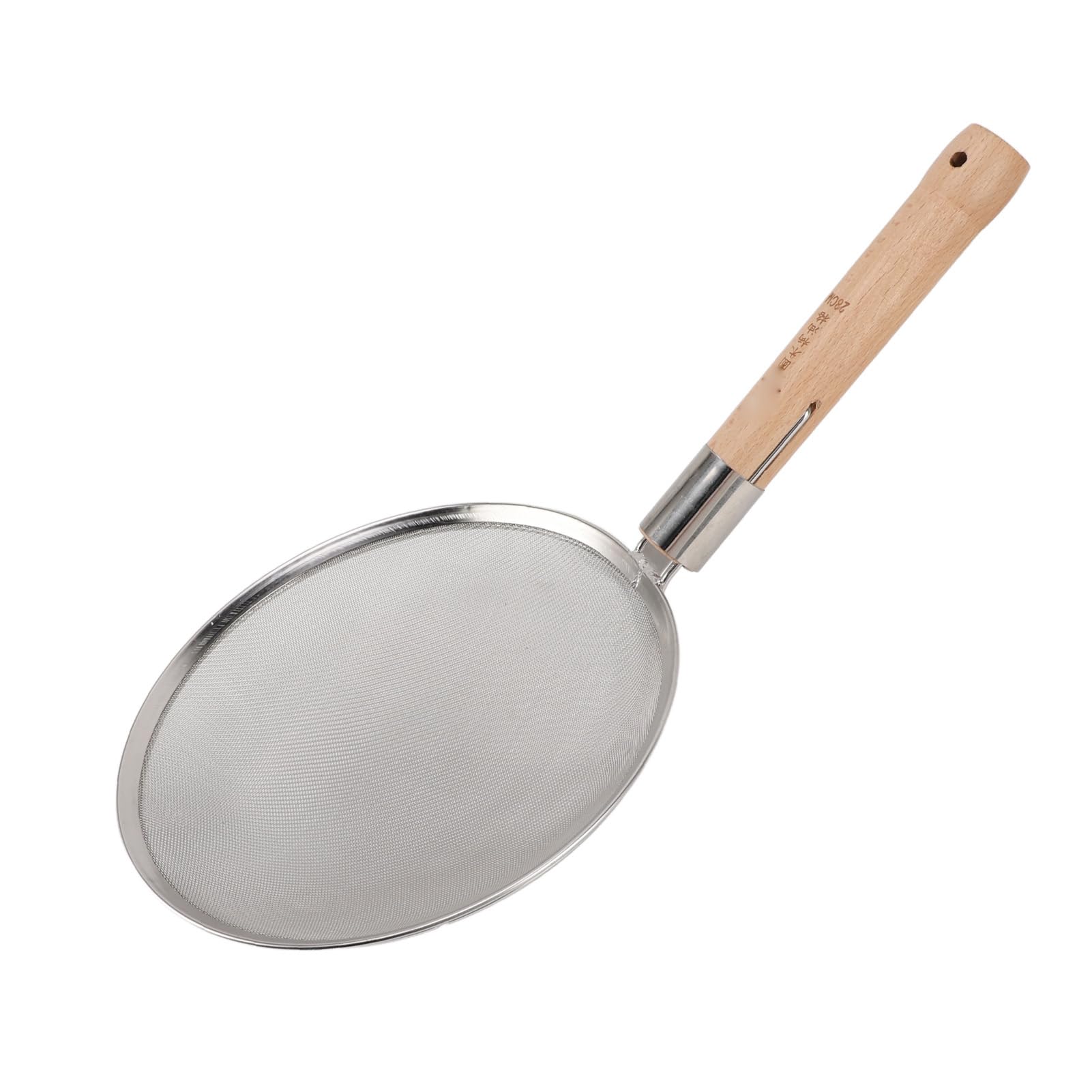 Cuchara Coladora, Cuchara Espumadera de Malla Fina con de Madera, Cuchara Ranurada Grande, Portátil, Liviana, de Acero Inoxidable 304 para Cocinar y Freír (28 cm/11,0 pulgadas