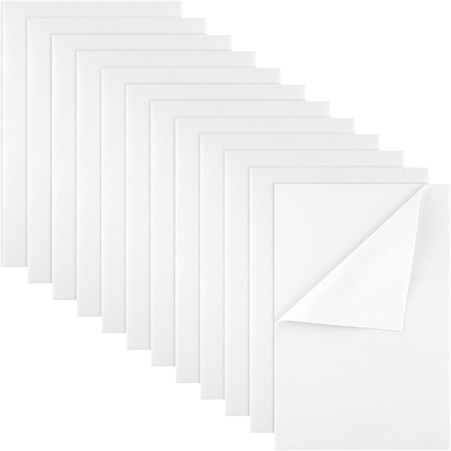 Morcheiong 12 Pcs Self Adhesive Felt Sheet Soft Felt Sheets with Adhesive Backing for Art Project and Sewing DIY Craft(11.8"x7.9"/30x20cm)- White