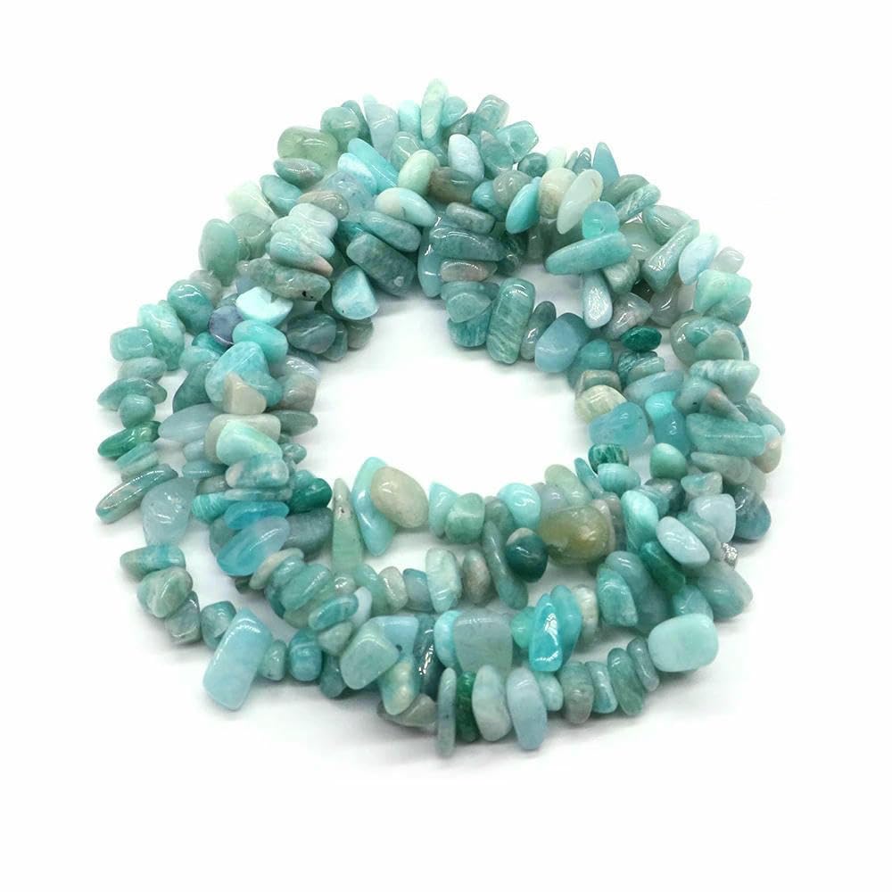 Natürliche blaue Amazonit-Splitter, Steinperlen, unregelmäßige Kieskristallperlen zur Schmuckherstellung, DIY-Armband, Halskettenzubehör – Blauer Amazonit – 10 Stück (ca. 81 cm)