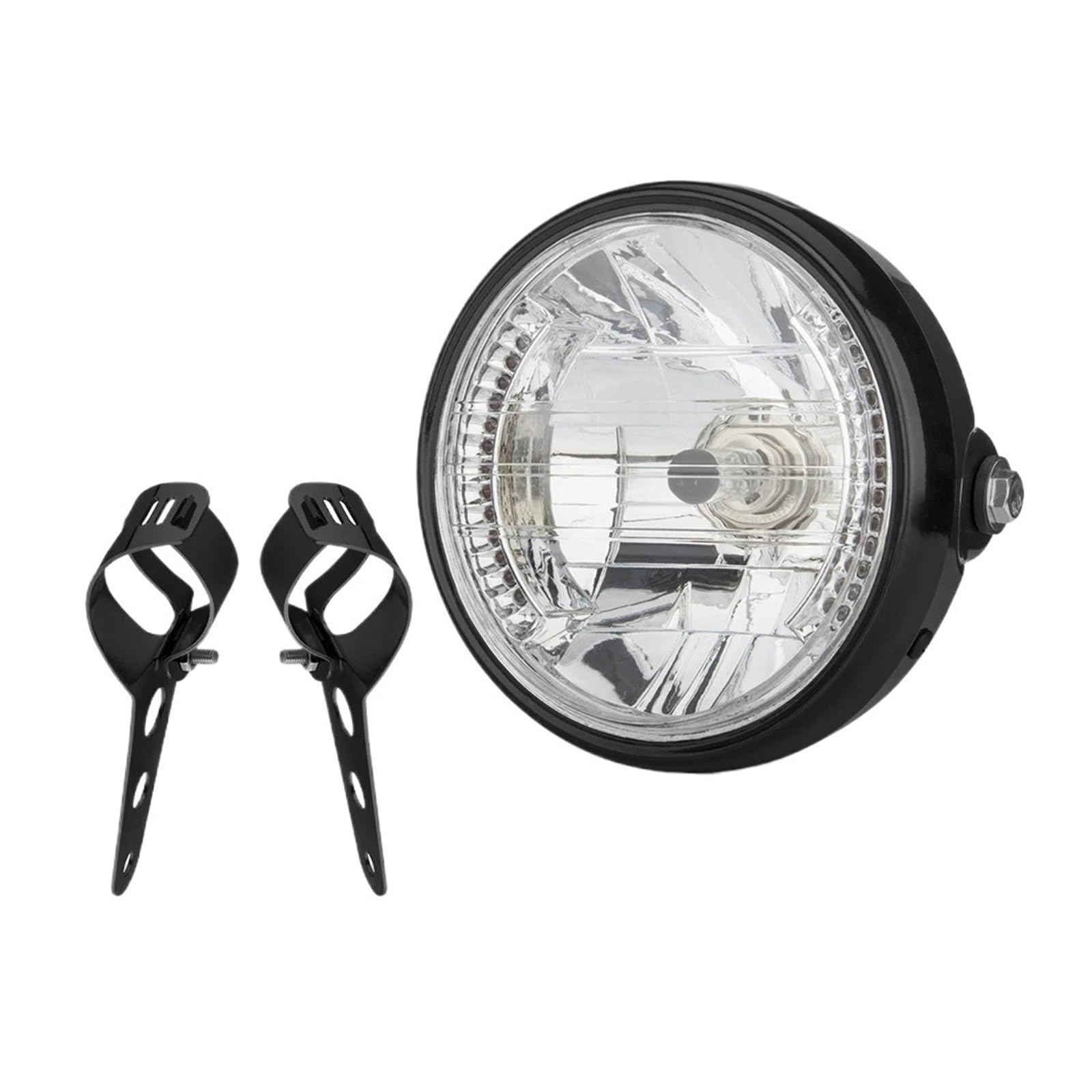 Reflektory motocyklowe Pasuje do Harley 7 Cal reflektor motocyklowy z 9-przewodowym kierunkowskazem LED żarówka halogenowa przedni uchwyt mocujący reflektor(Lamp and Bracket-B)