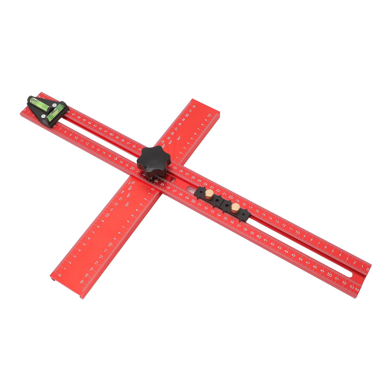 aqxreight Règle de Perçage 2 en 1, Perceuse de Localisation de Poinçon 45° et 90° pour le Travail du Bois, l'ébénisterie, Outil de Mesure carré en T avec Conception Pliable en Aluminium anodisé