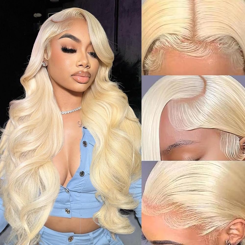 Blonde lace frontal 13X4 Lace Closure Blonde 613 Brazilian Hair Body Wave Closure 13X4 Ear To Ear Free Part Swiss Lace 100% Unprocessed Brazilian Virgin Human Hair 12 Inch - Image 2