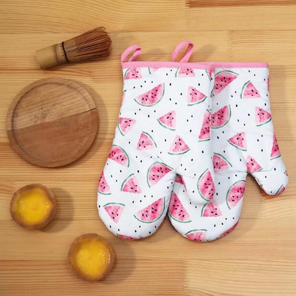 Oven Gloves, Watermelon Printed Oven Gloves, Heat Resistant Non-Slip Kitchen Gloves for BBQ, Cooking, Baking, Food. (a Pair of Gloves)