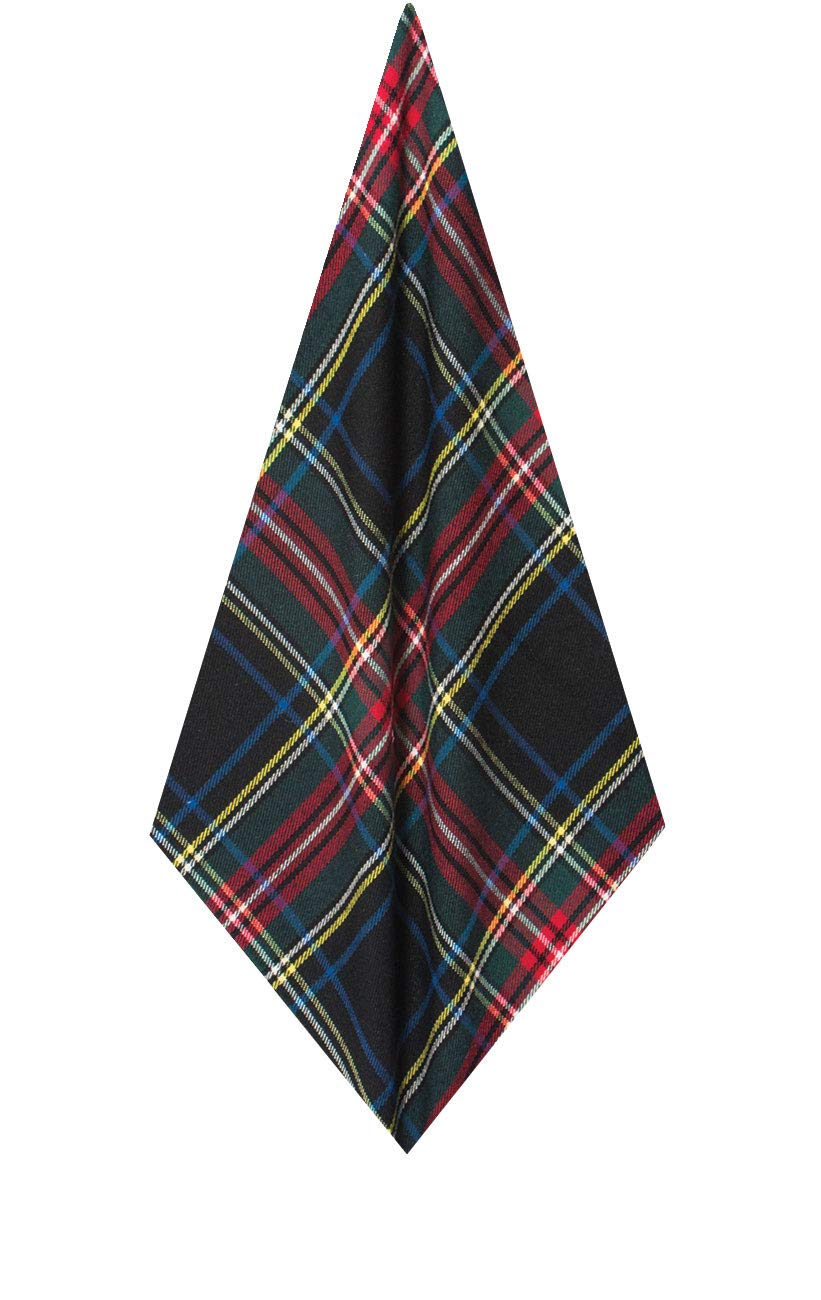 Dobell Mens Green Tartan Handkerchief