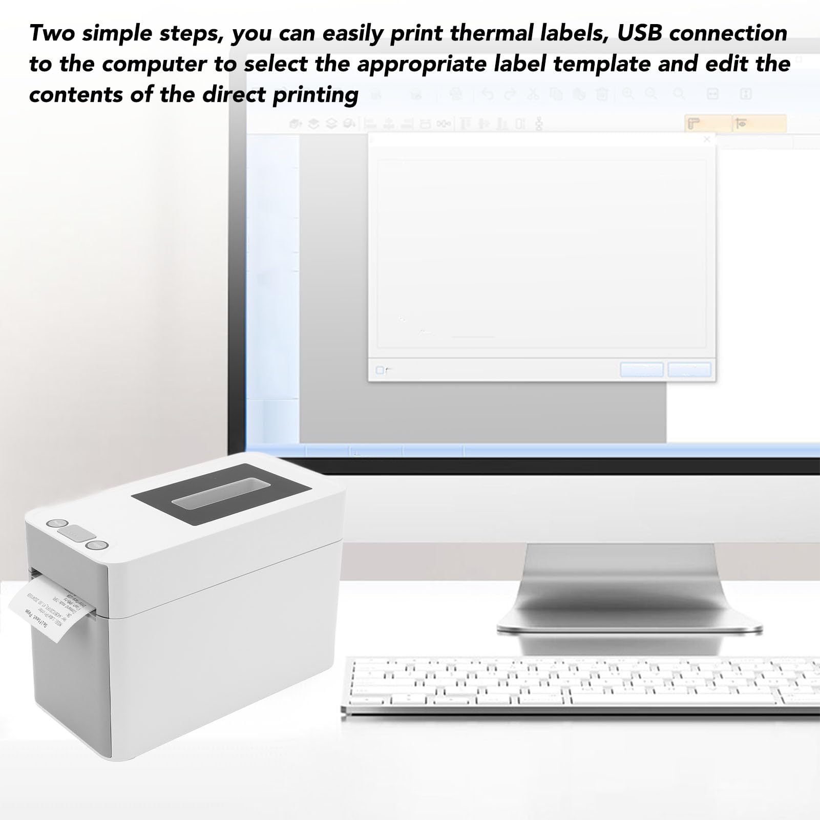 Termiczna Drukarka Kodów Kreskowych, Złącze USB BT 203 Dpi 150 Mm/s, Drukarka dla Małych Firm, Drukowanie za pomocą Etykiet z możliwością Dostosowania, Minimalistyczny Design i