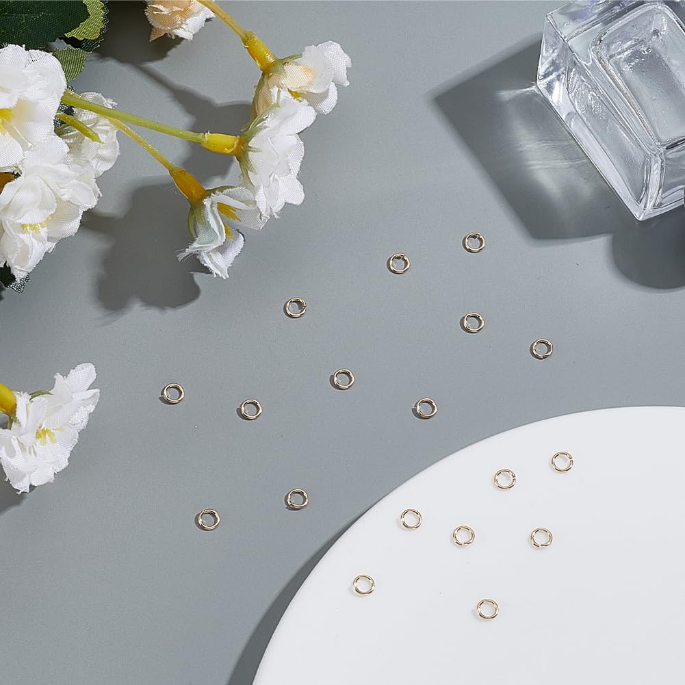 Beebeecraft 20 Stück 4mm Offene Goldene Biegeringe 14K Vergoldetes Messing Kleine Runde Biegeringe Verbindungsstücke Für Schmuckherstellung Halsketten Armbänder Ohrringe Kettenhemden DIY