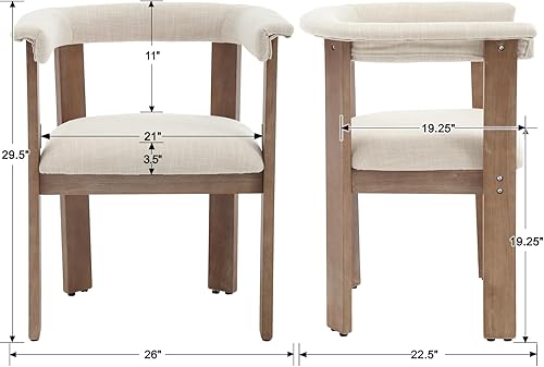 Miniatura 2 de Wahson Juego de 2 sillas de comedor tapizadas modernas de mediados de siglo, silla de comedor con decoración de granja con tapicería de lino y patas