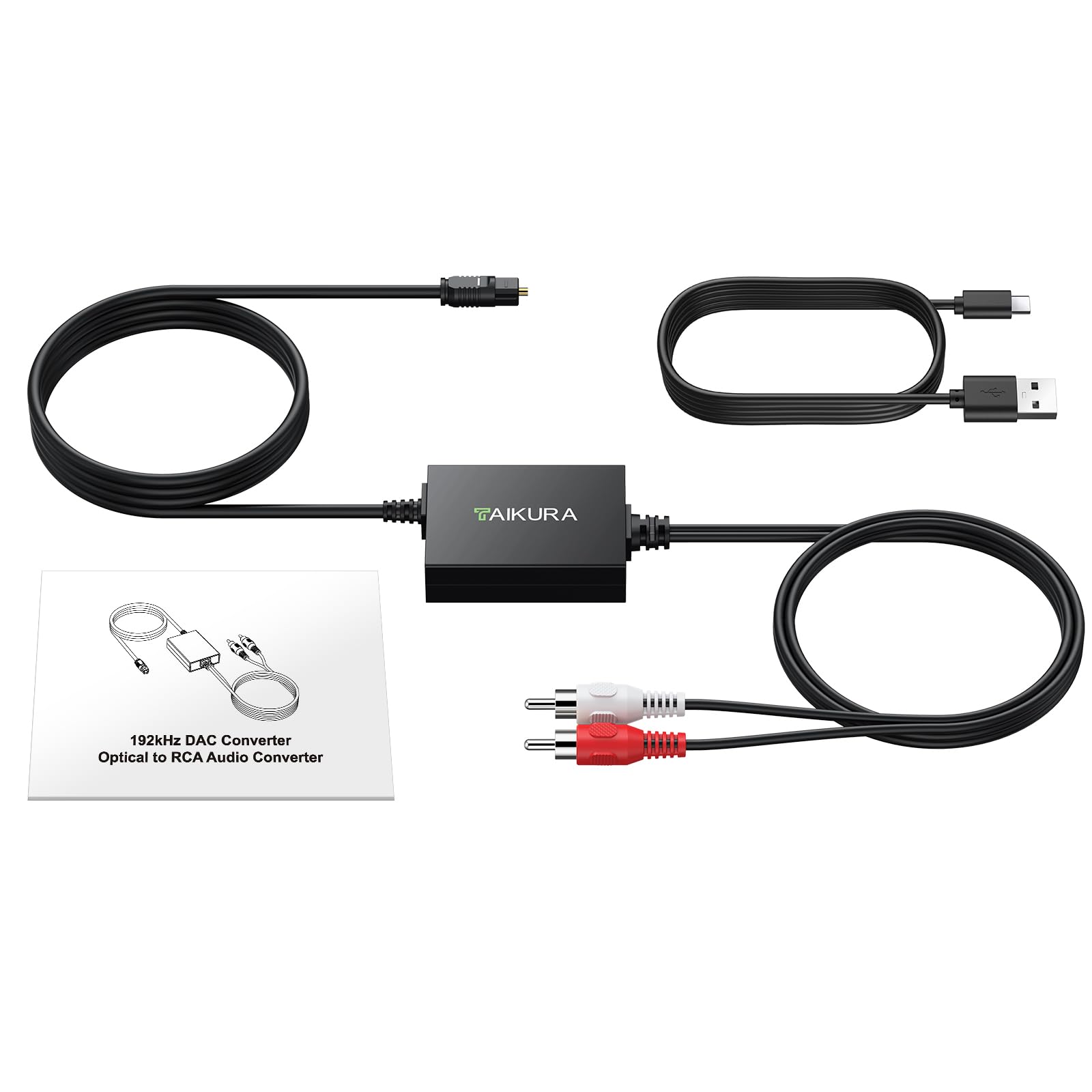 Convertitore Ottico a RCA 192kHz/24bit DAC Digitale-Analogico SPDIF per HDTV, DVD, Blu-Ray
