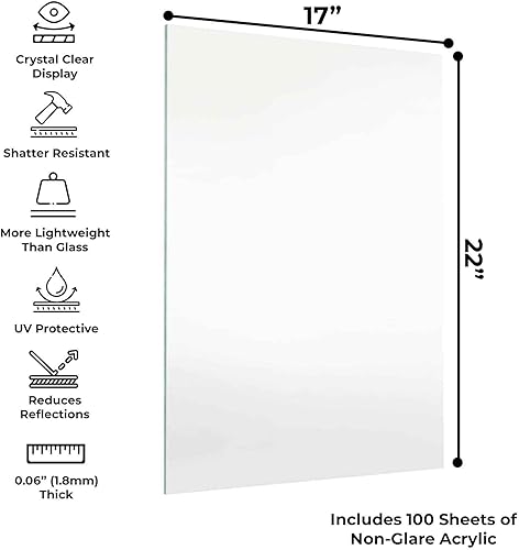 Miniatura 7 de Poster Palooza Vidrio de plástico de repuesto de 11 x 14 pulgadas (1 hoja) para portarretratos de 11 x 14 pulgadas, resistente a los rayos UV y a
