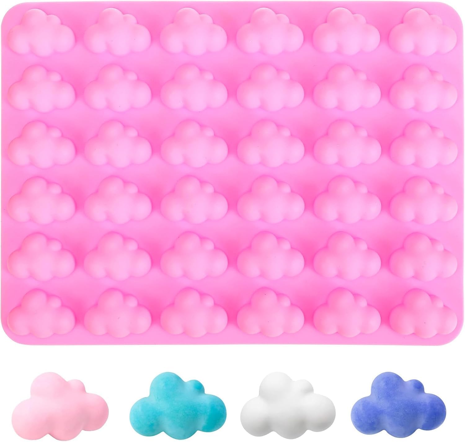 Cloud Candy and Ice Cube Molds - Silicone Cookie Stencils, Candle Wax, Gum Paste, Pink Chocolate, Jelly Molds With 36 Cavity (BI-139)