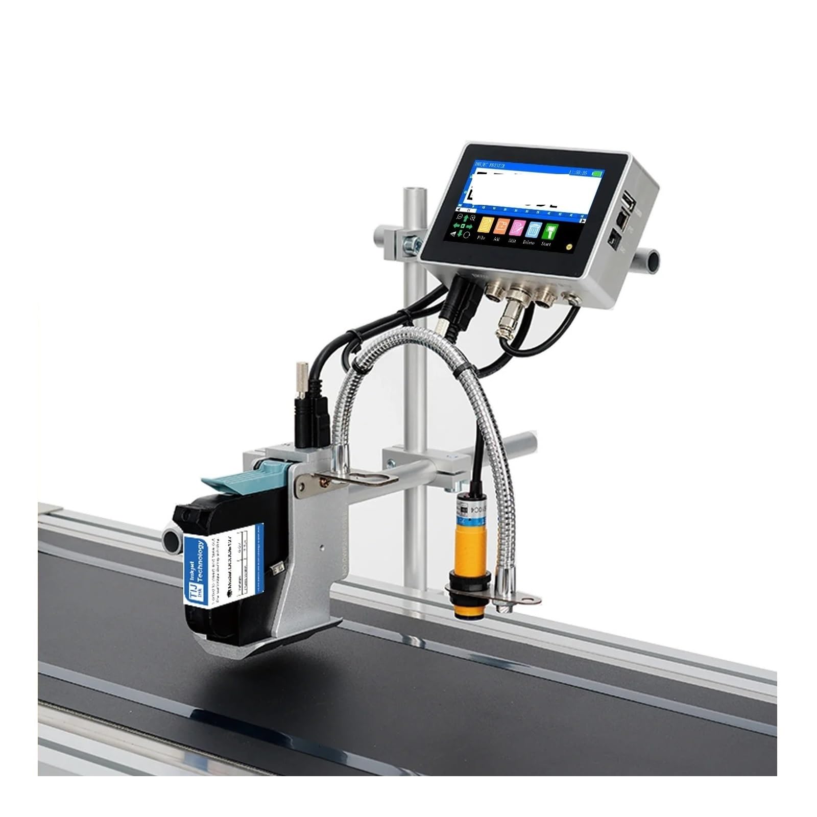130PLUS Industrial Online Inkjet Printer 12.7/25.4mm Nozzle with 4.3inch Screen QR Barcode Batch Number Logo Date Printer(25.4mm Without Ink)