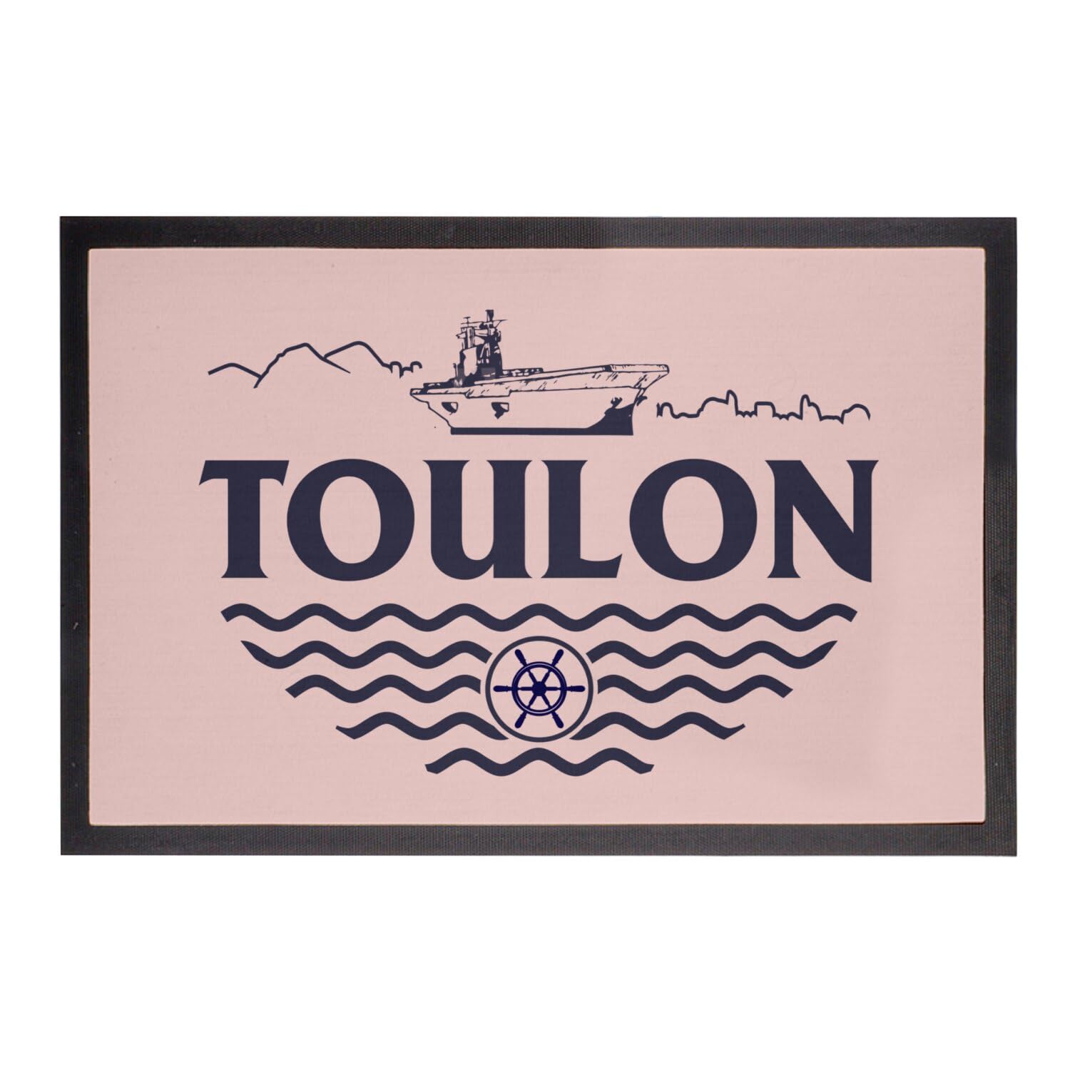 Paillasson rose ville de Toulon tapis entrée design mer 60x40