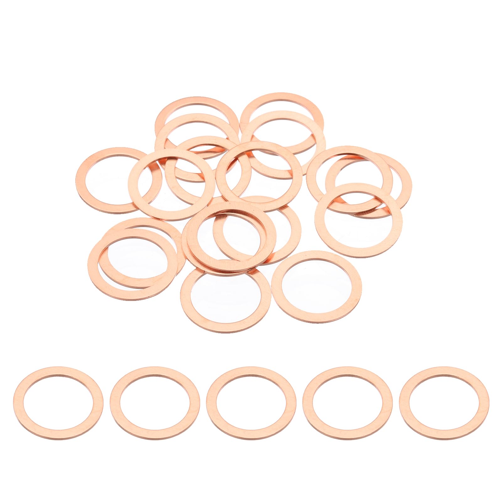 PATIKIL 18PCS M18 Copper Washers, M18x24x1mm Copper Crush Washer Metric Flat Washers Sealing Washers Assortment Kit Oil Drain Plug Gasket Ring for Automotive Battery Vehicles Screws Bolt