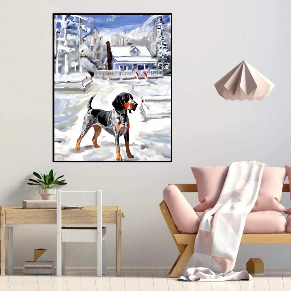 DIY Paint by Number for Adults Beginner Bluetick Coonhound Dog Paint by Number on Canvas DIY Oil Painting for Gift Home Wall Decor 16x20inch(40x50cm) Frameless