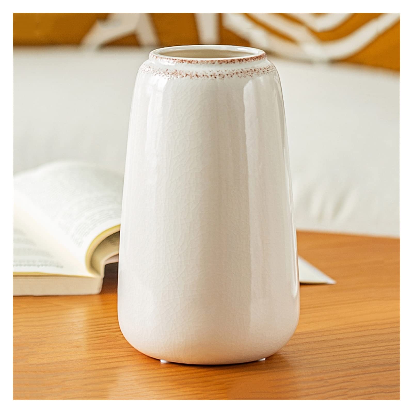 asdchZen Vases White Ceramic Small Vase Decoration Living Room Flowers Hydroponic Dry Flower Arrangement Ceramic Pot Retro Simple Flower Vase Flowers Vases,One Color-Large